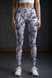 Florescence Lucy Blue Floral Printed Leggings Yoga Pants - Women