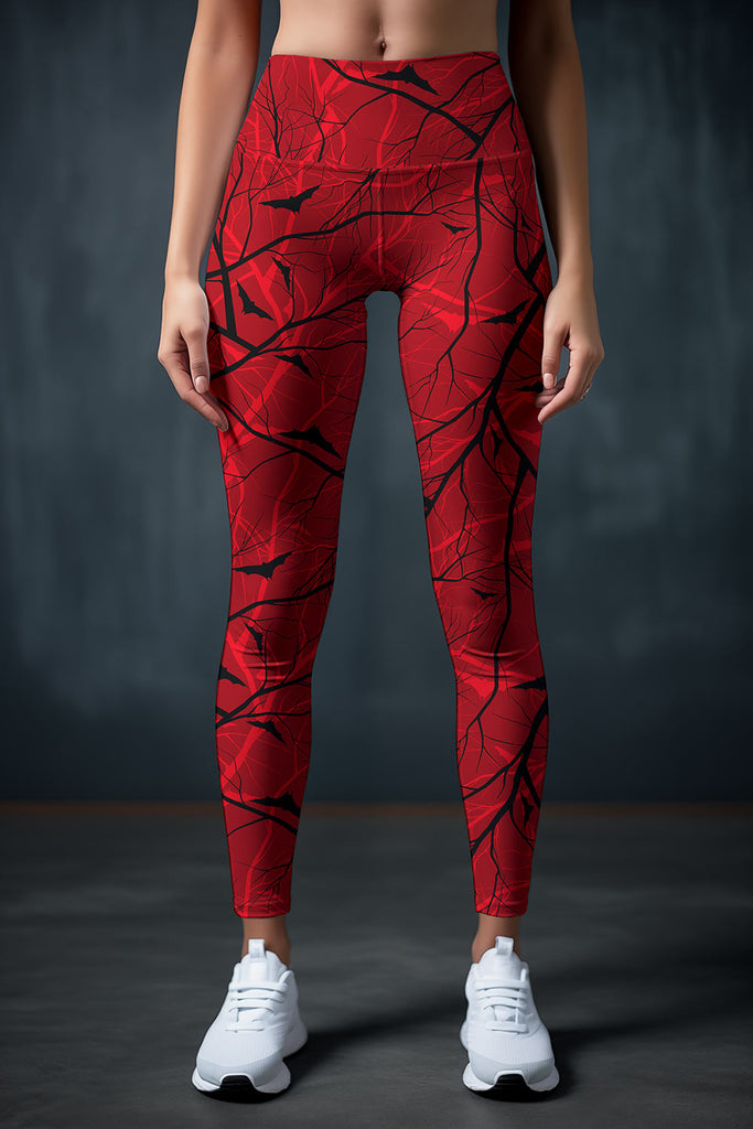 Full Moon Lucy Red Fall Halloween Print Leggings Yoga Pants