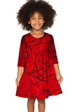 Full Moon Gloria Red Goth Fall Bat Printed Empire Waist Dress - Girls - Pineapple Clothing