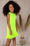 Bright Neon Yellow Lace Summer Holiday Dress - Girls