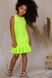 Bright Neon Yellow Lace Summer Holiday Dress - Girls