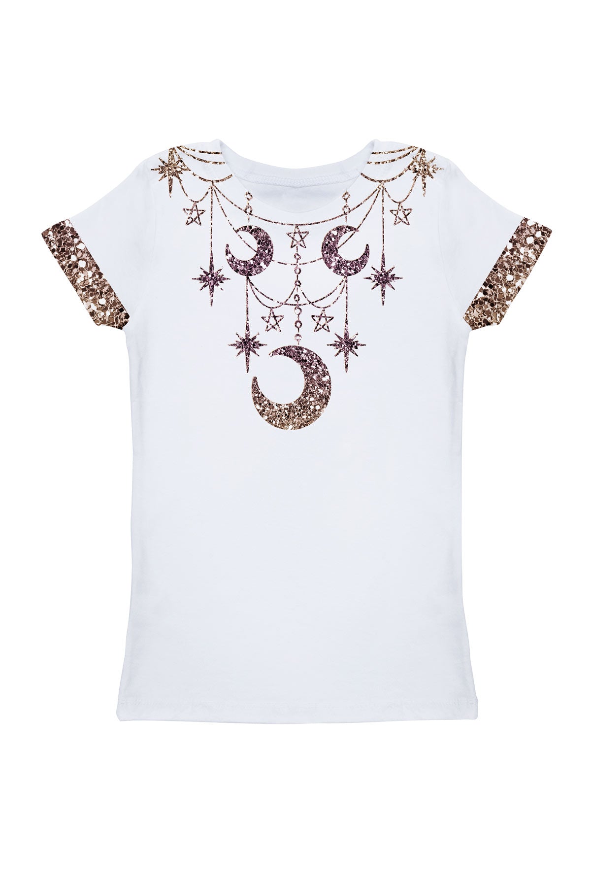 Shimmerfest Zoe White Glitter Designer Printed Holiday T-Shirt - Girls - Pineapple Clothing