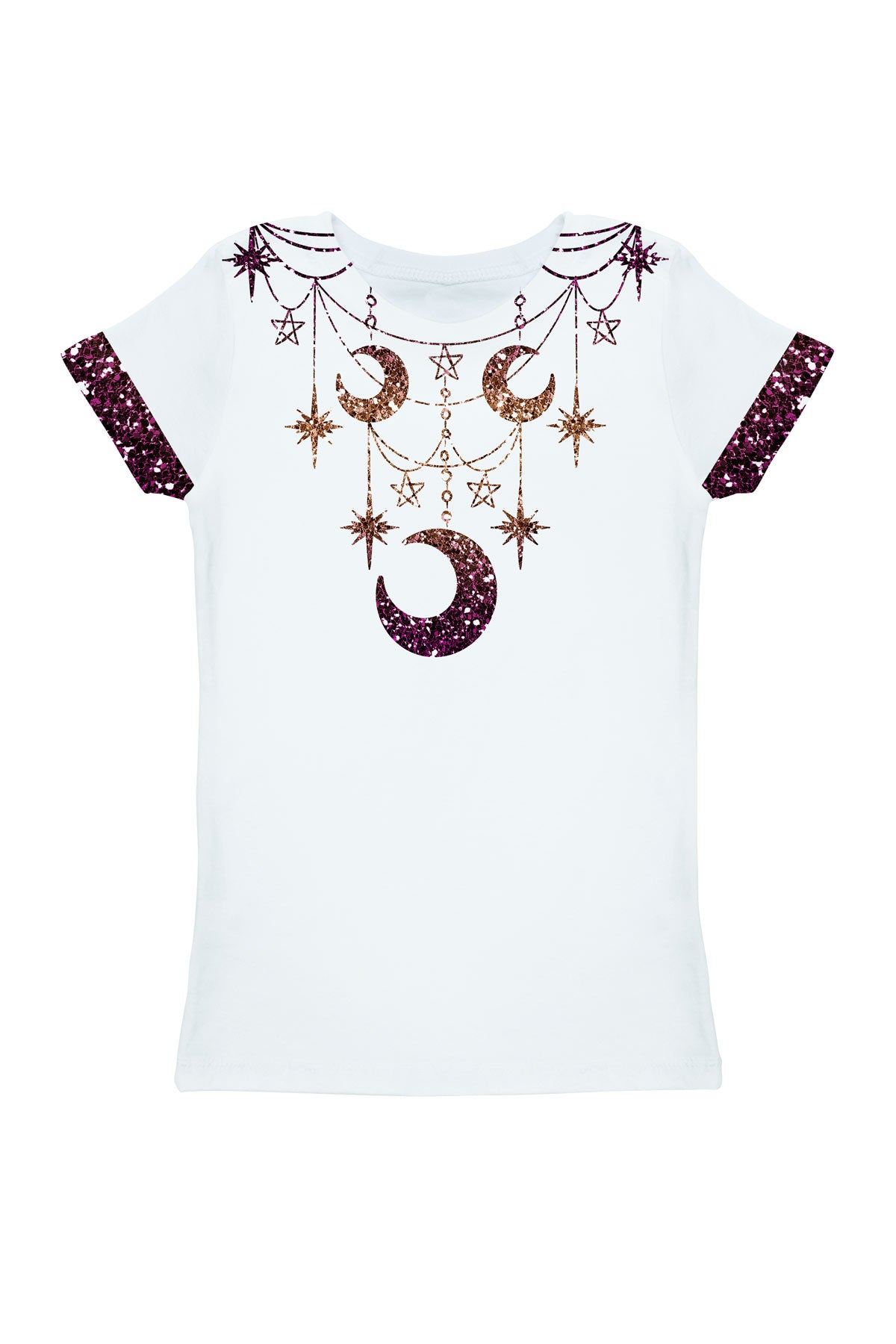 Gleam Wonderland Zoe White Sparkle Print Cute Designer T-Shirt - Girls - Pineapple Clothing