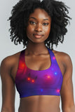 Ghost Town Stella Purple Bat Printed Seamless Sport Yoga Bra - Women