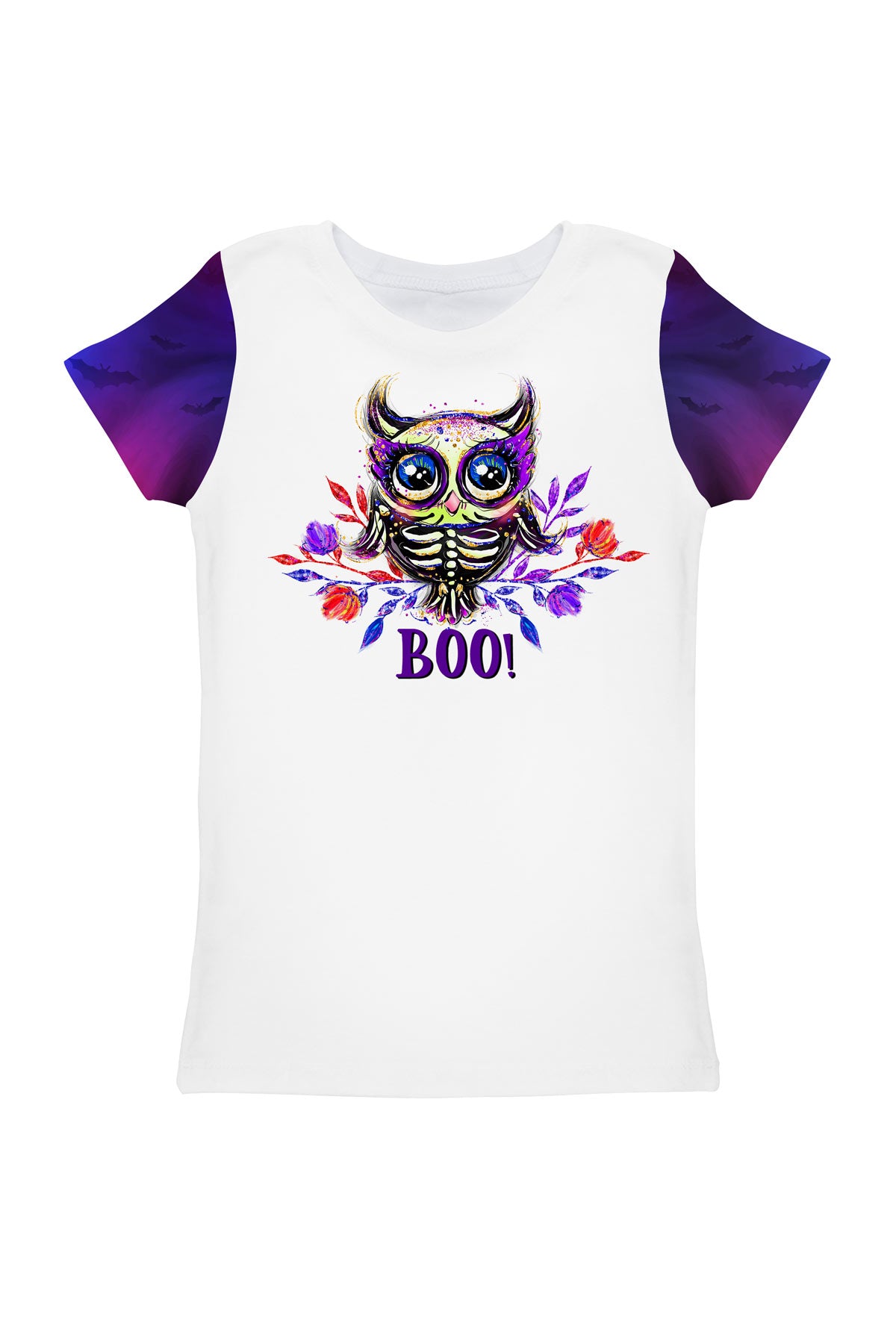 Ghost Town Zoe White Skull Skeleton Boo Print Designer T-Shirt - Girls - Pineapple Clothing