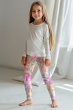 Girly Swirl Lucy Pink Cute Tie Dye Printed Performance Leggings - Kids