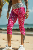 Glam Doll Ellie Pink Glitter Performance Yoga Capri Leggings - Women