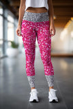 Glam Doll Lucy Pink & Silver Glitter Print Leggings Yoga Pants - Women