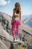 Glam Doll Lucy Pink & Silver Glitter Print Leggings Yoga Pants - Women