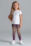 Gleam Wonderland Lucy Purple Glitter Print Christmas Leggings - Girls