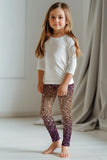 Gleam Wonderland Lucy Purple Glitter Print Christmas Leggings - Girls