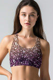 Gleam Wonderland Stella Purple Shimmer Seamless Sport Yoga Bra - Women