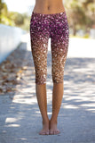 Gleam Wonderland Ellie Purple Shiny Print Yoga Capri Leggings - Women - Pineapple Clothing