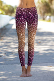 Gleam Wonderland Lucy Purple Glitter Print Leggings Yoga Pants - Women - Pineapple Clothing