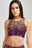 Gleam Wonderland Starla Purple Shiny Print Crop Top Sports Bra - Women - Pineapple Clothing
