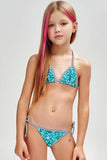Glittering Azure Liza Blue Triangle Two Piece Swim Bikini Set - Girls - Pineapple Clothing