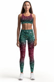 Glitzy Tinsel Stella Green Seamless Racerback Sport Yoga Bra - Women