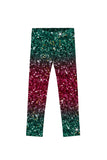 Glitzy Tinsel Lucy Green Glitter Shiny Print Holiday Leggings - Girls - Pineapple Clothing