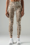 Golden Latte Lucy Beige Floral Printed Leggings Yoga Pants - Women