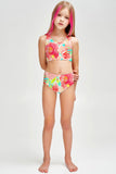 Good Idea Claire Pink Green Two-Piece Sporty Swimwear Set - Girls