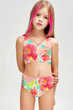 Good Idea Claire Pink Green Two-Piece Sporty Swimwear Set - Girls