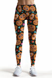 Halloweird Lucy Black & Orange Pumpkin Print Yoga Leggings - Women