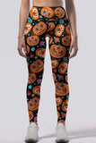 Halloweird Lucy Black & Orange Pumpkin Print Yoga Leggings - Women