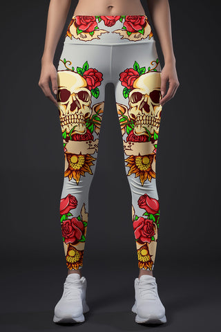 SHE REBEL - Floral Goth Print Yoga Leggings
