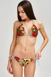 Hardy Gal Sofia Beige Red Loop Tie Side Cheeky Bikini Bottom - Women