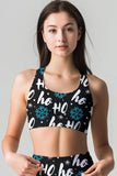 Hohoho Black Stella Printed Seamless Racerback Sport Yoga Bra - Women