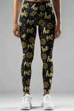 Hohoho Gold Lucy Black Glittering Printed Leggings Yoga Pants - Women