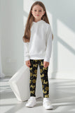 Hohoho Gold Lucy Black Glittering Cute Winter Print Leggings - Girls