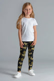 Hohoho Gold Lucy Black Glittering Cute Winter Print Leggings - Girls