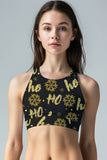 Hohoho Gold Starla High Neck Padded Crop Top Sports Bra - Women