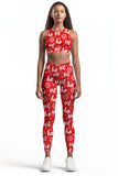 Hohoho Lucy Red Winter Printed Leggings Yoga Pants - Women