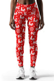 Hohoho Lucy Red Winter Printed Leggings Yoga Pants - Women