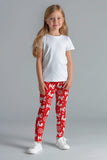 Hohoho Lucy Red Cute Winter Print Leggings - Kids