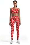 Hohoho Stella Red Printed Seamless Racerback Sport Yoga Bra - Women