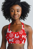 Hohoho Stella Red Printed Seamless Racerback Sport Yoga Bra - Women