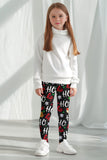 Hohoho Xmas Lucy Black Cute Winter Print Leggings - Girls