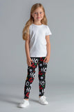 Hohoho Xmas Lucy Black Cute Winter Print Leggings - Girls