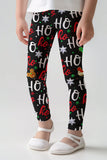 Hohoho Xmas Lucy Black Cute Winter Print Leggings - Girls