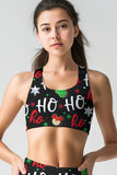 Hohoho Xmas Stella Black Seamless Racerback Sport Yoga Bra - Women