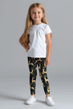 Holly Jolly Lucy Black & Gold Animal Printed Festive Leggings - Kids