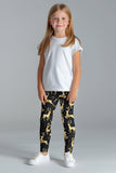 Holly Jolly Lucy Black & Gold Animal Printed Festive Leggings - Kids