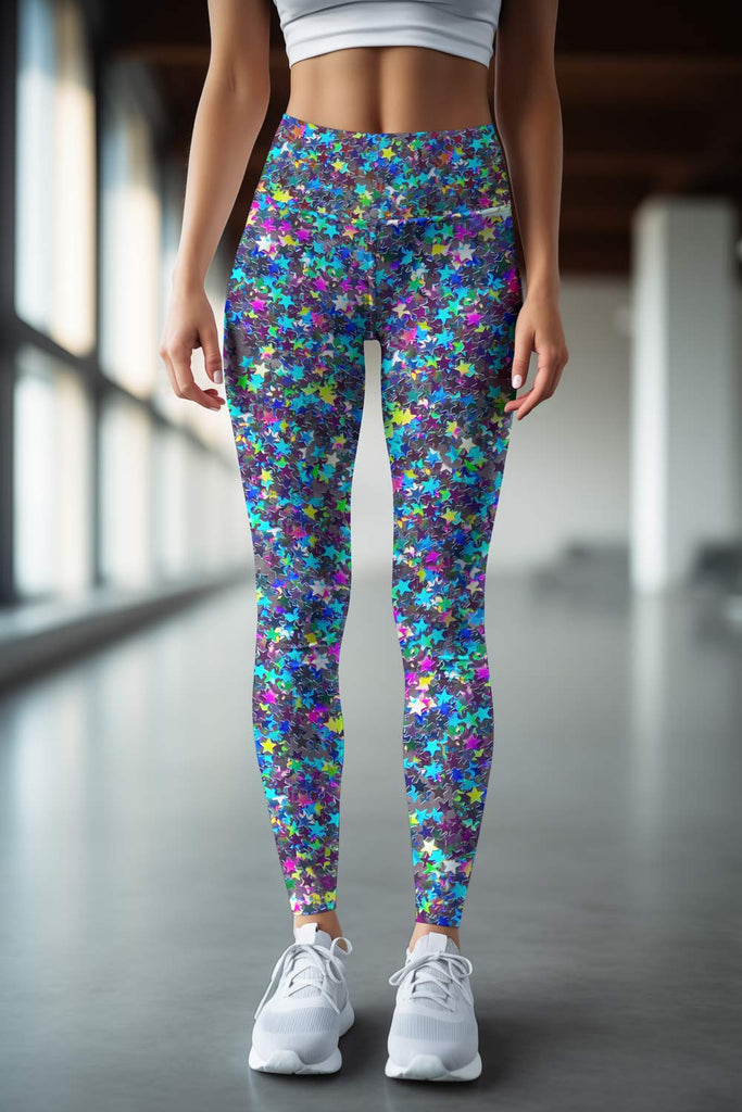 Bright Story Lucy Colorful Shimmer Print Leggings Yoga Pants - Women