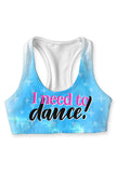 I need to Dance! Stella Blue Seamless Racerback Sport Yoga Bra - Women