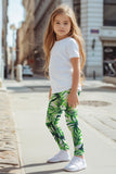 Island Life Lucy Cute Green Floral Print Eco Leggings - Kids