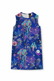 Jellyfish Adele Adorable Blue Sea Print Shift Summer Dress - Girls