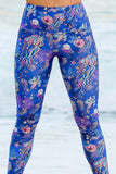 Jellyfish Lucy Blue Sea Life Print Leggings Yoga Pants - Women